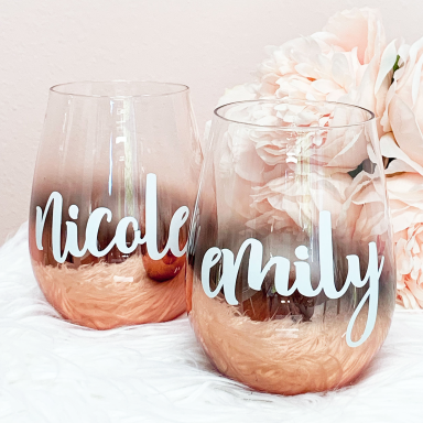 Personalized Stemless Glass - Rose Gold